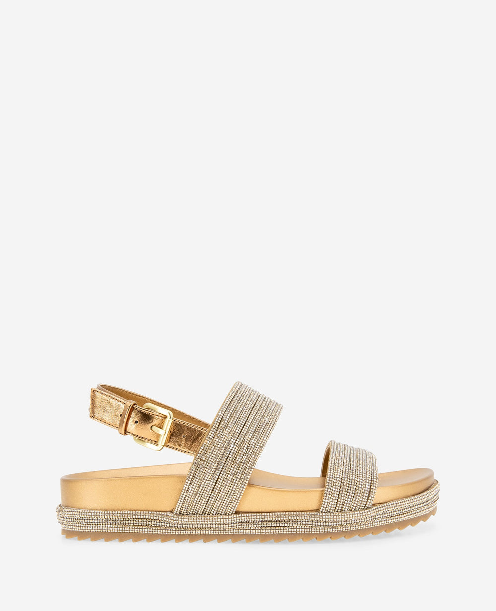 REACTION - Debra Two Band Crystal Sandal Bronze Crystal