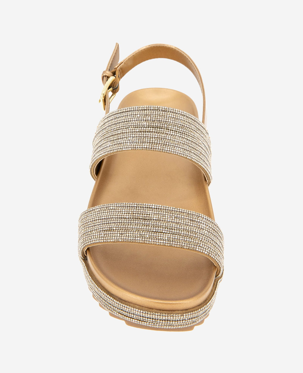 REACTION - Debra Two Band Crystal Sandal Bronze Crystal