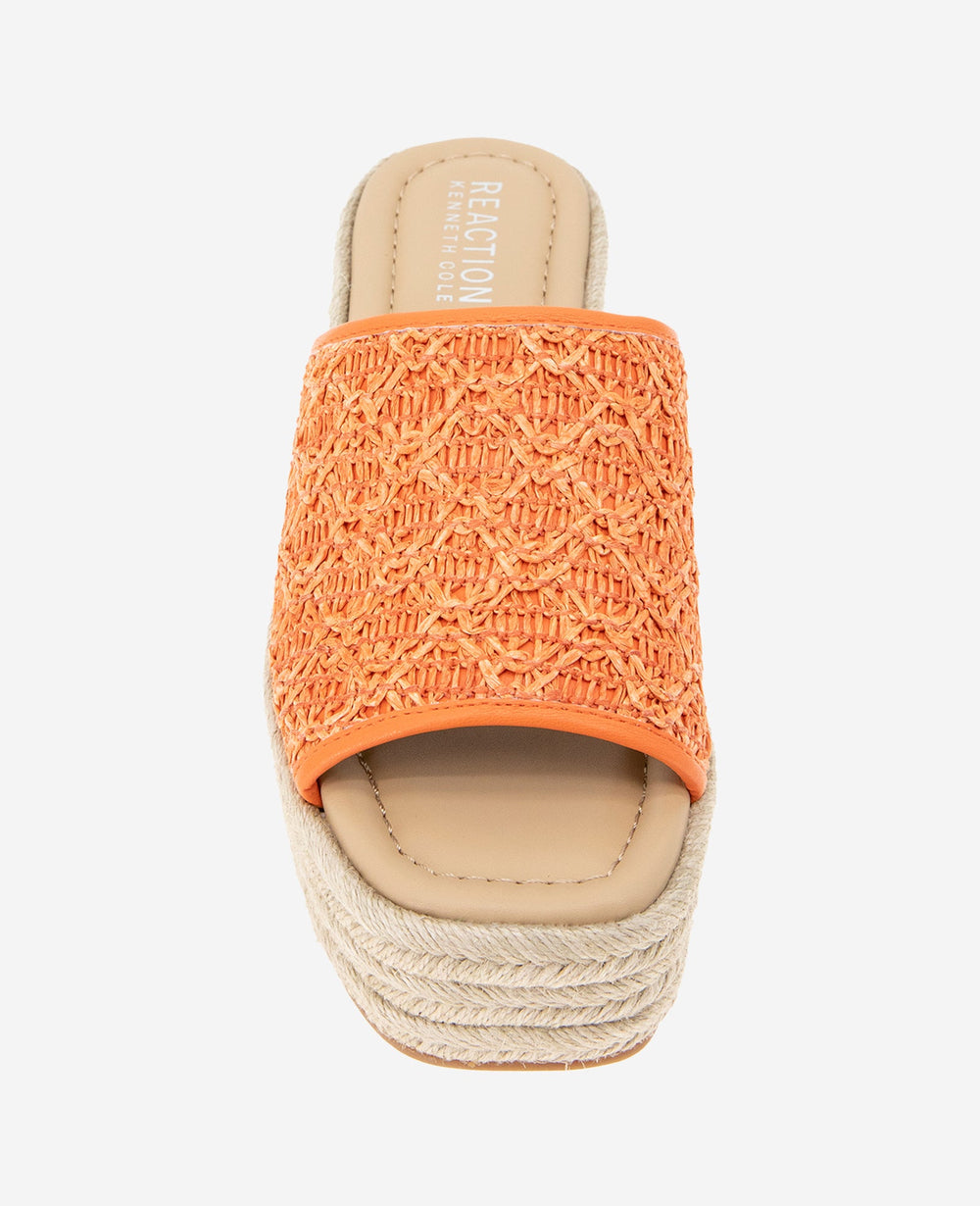 REACTION - Elissa Platform Raffia Sandal Orange Raffia