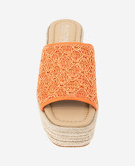 REACTION - Elissa Platform Raffia Sandal Orange Raffia