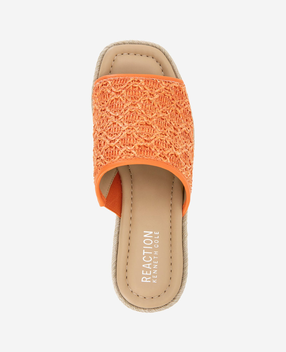 REACTION - Elissa Platform Raffia Sandal Orange Raffia