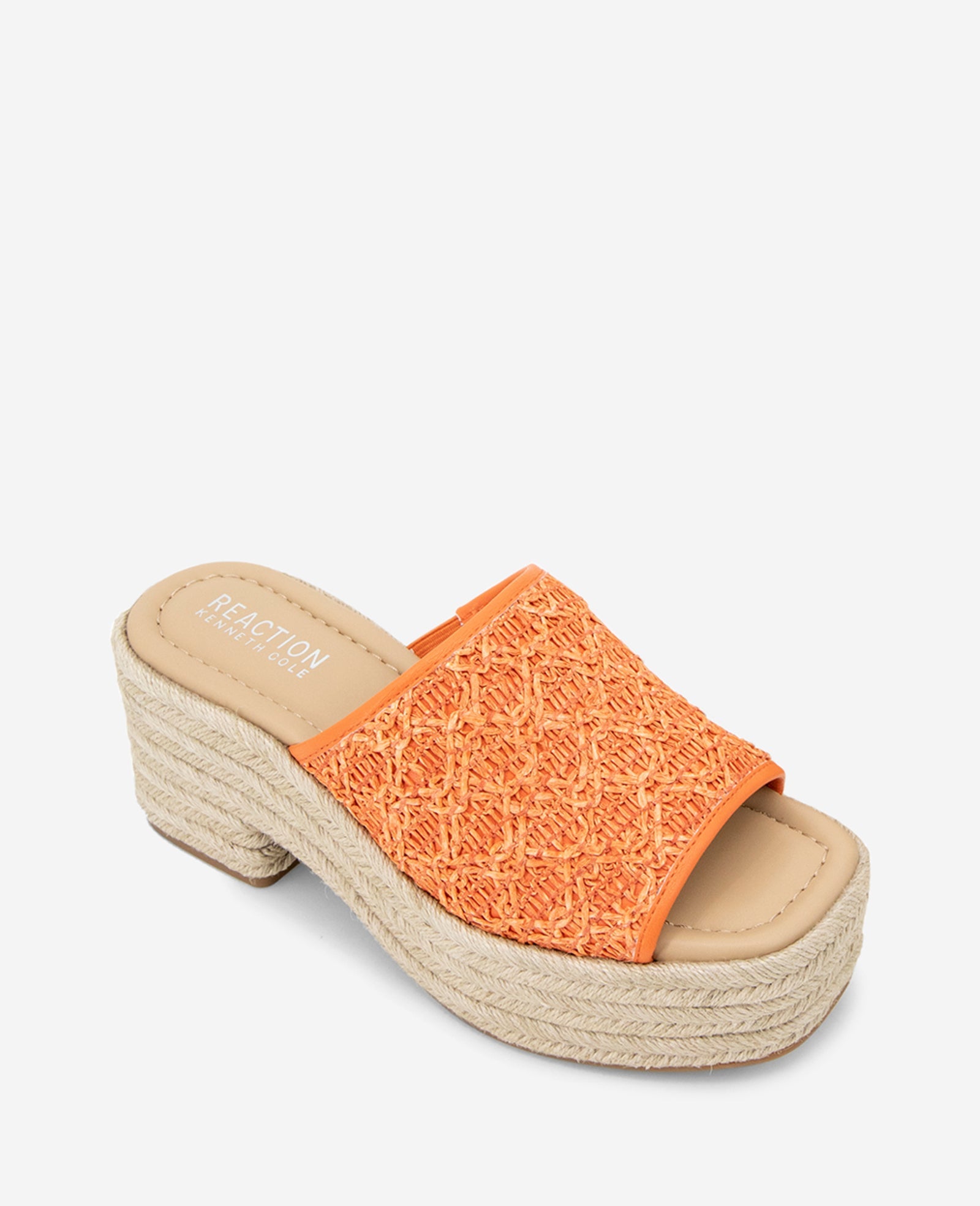 REACTION - Elissa Platform Raffia Sandal Orange Raffia