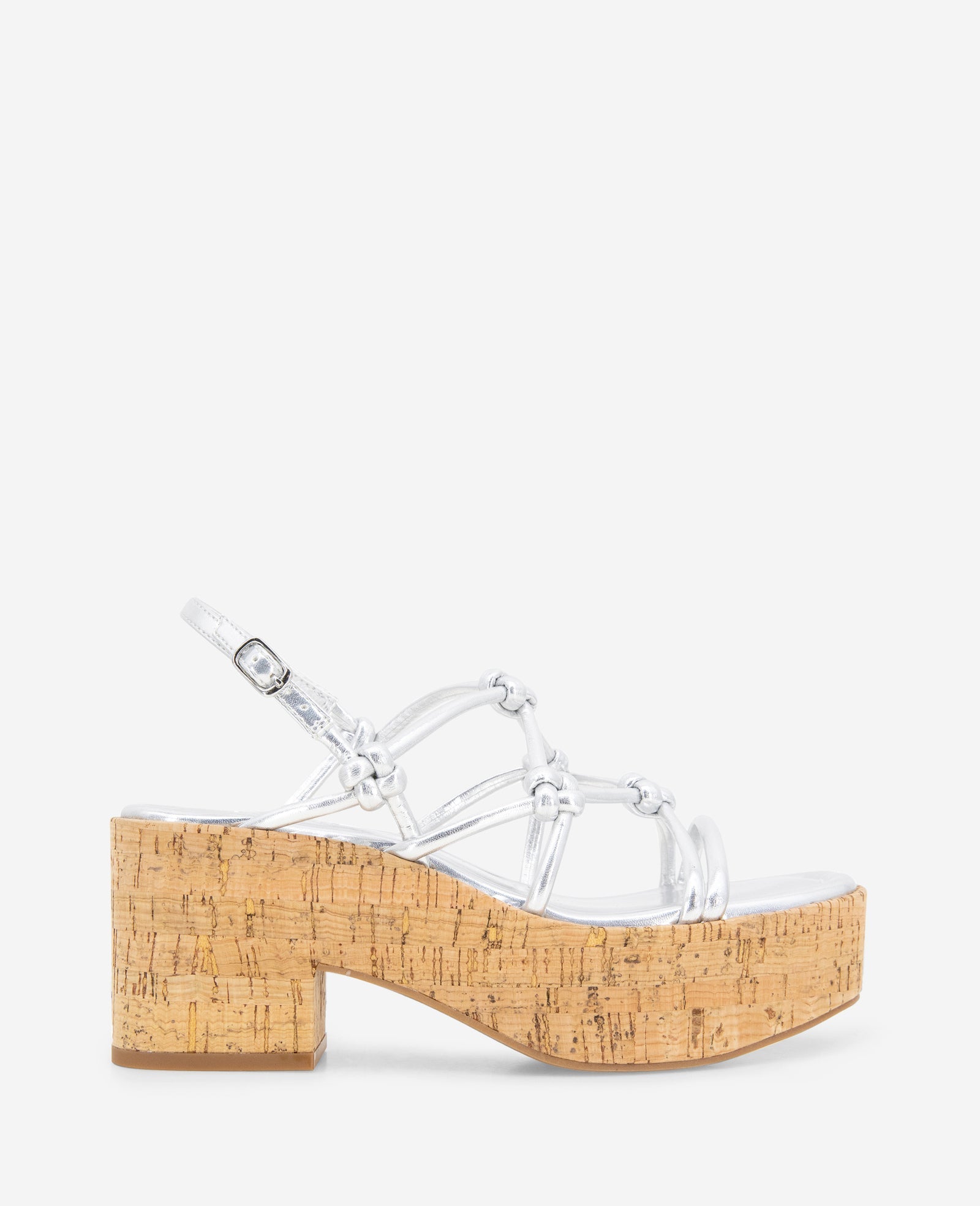 REACTION - Essa Metallic Cork Platform Sandal Silver Metallic