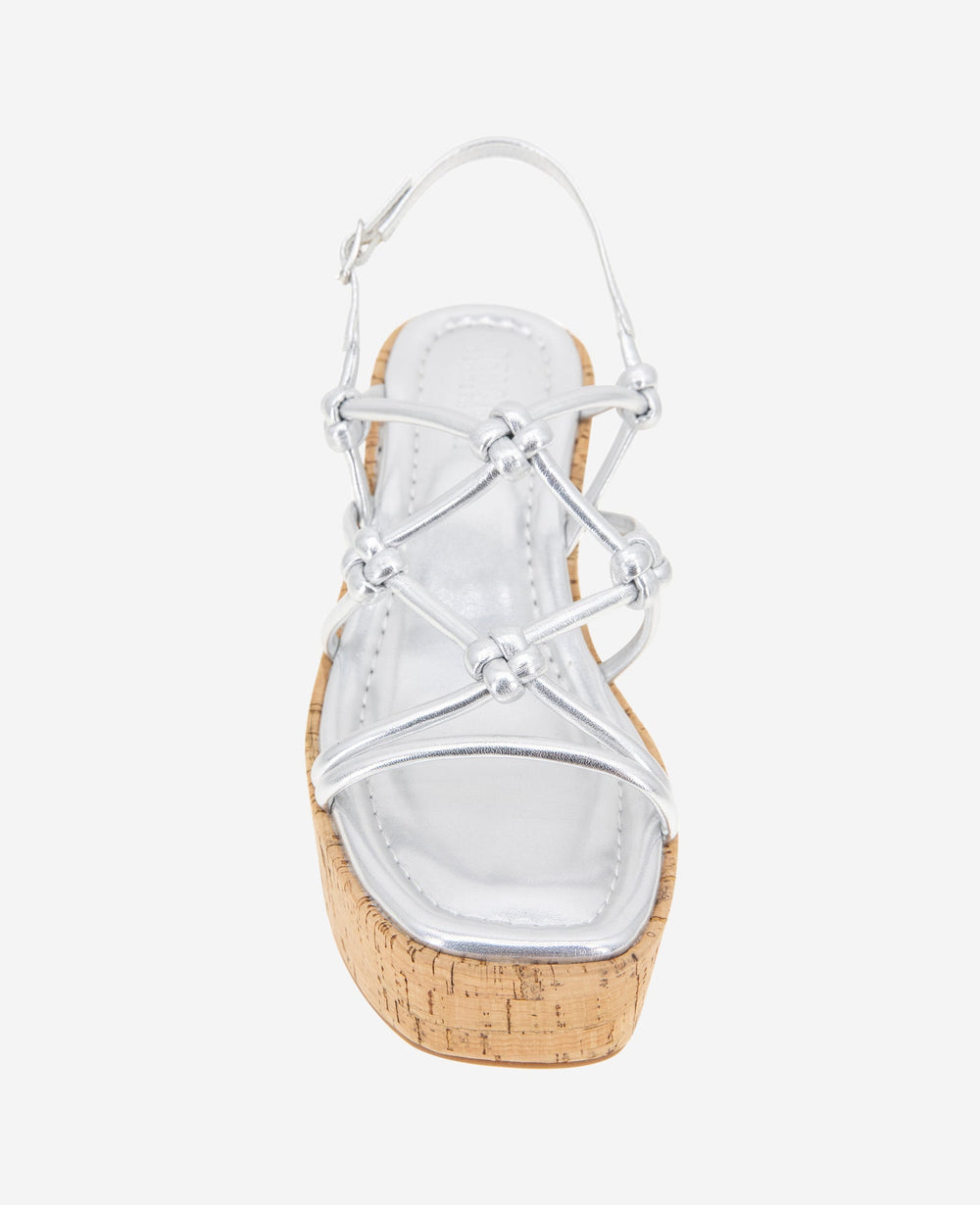 REACTION - Essa Metallic Cork Platform Sandal Silver Metallic