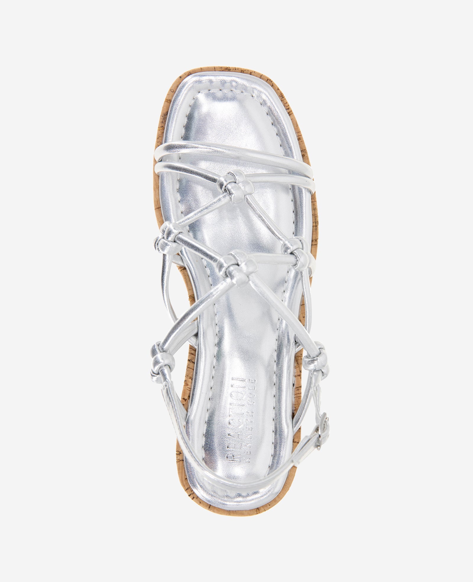 REACTION - Essa Metallic Cork Platform Sandal Silver Metallic