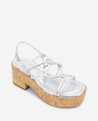 REACTION - Essa Metallic Cork Platform Sandal Silver Metallic