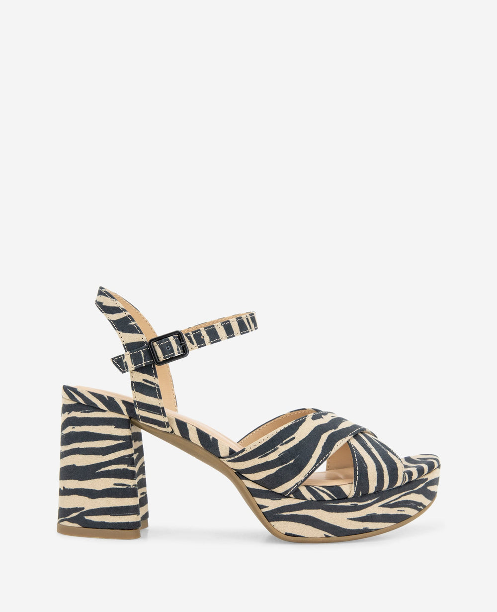 REACTION - Reeva Platform Zebra Print Sandal Zebra Micro