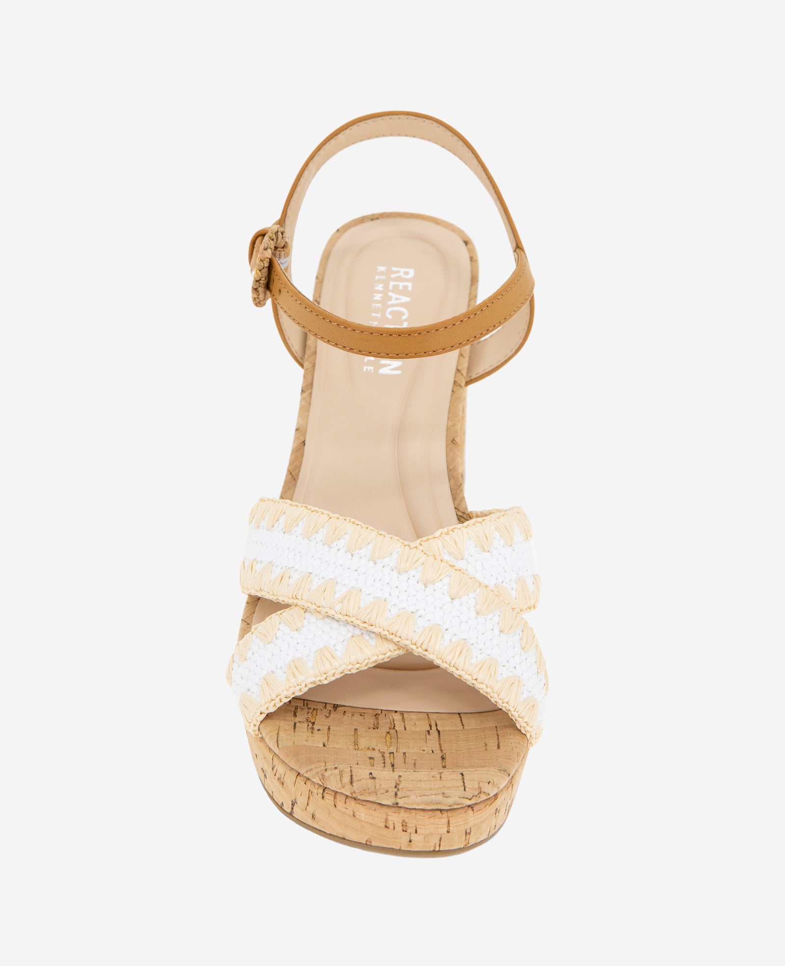 REACTION - Reeva Platform Raffia Cork Sandal White Raffia