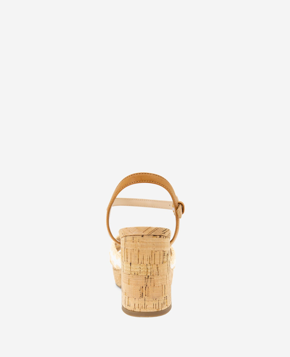 REACTION - Reeva Platform Raffia Cork Sandal White Raffia