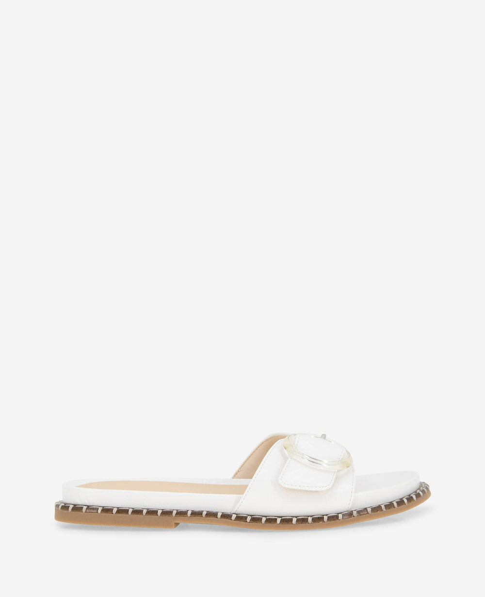 REACTION - Syrena Buckle Slide Sandal Ecru
