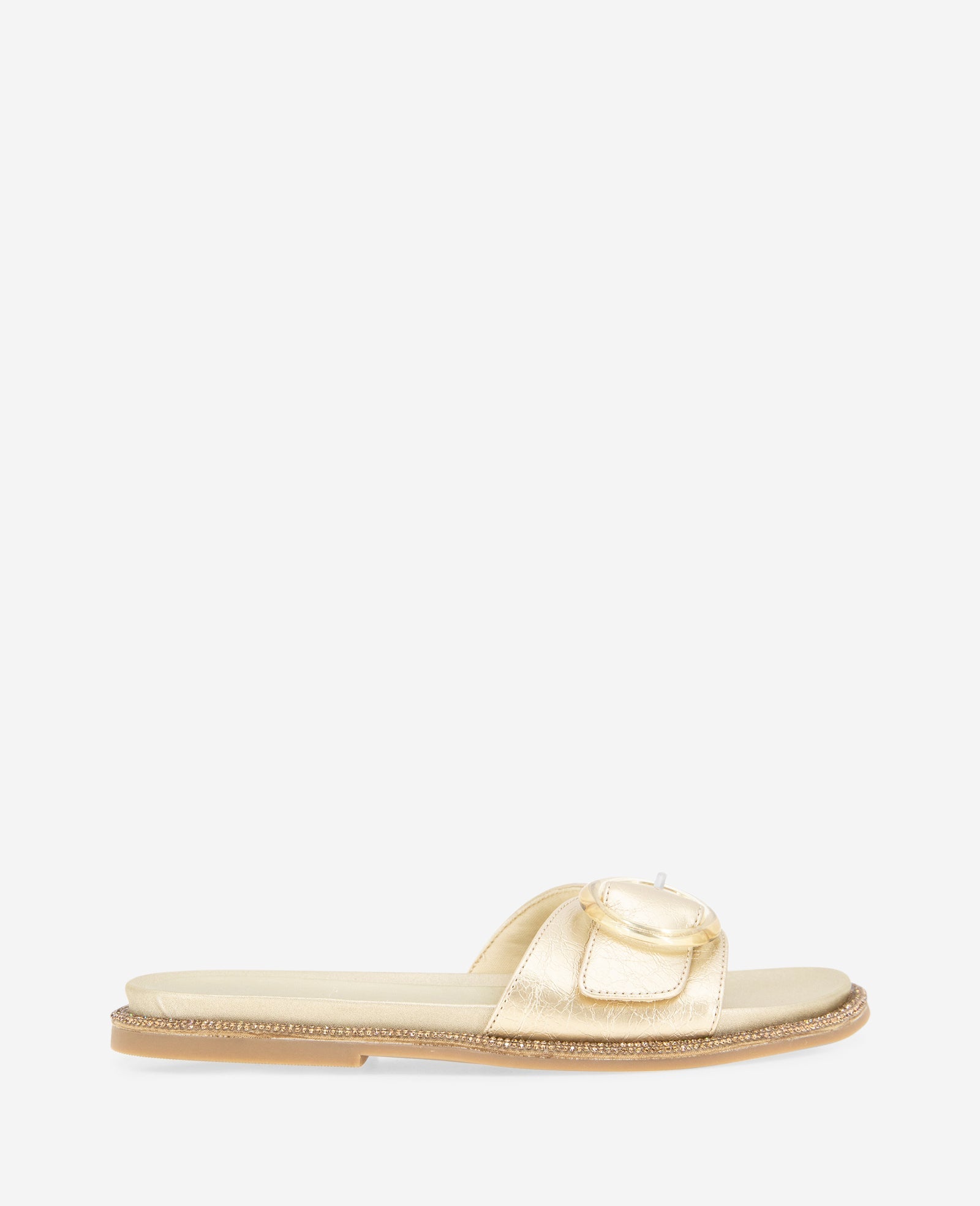 REACTION - Syrena Metallic Buckle Slide Sandal Soft Gold