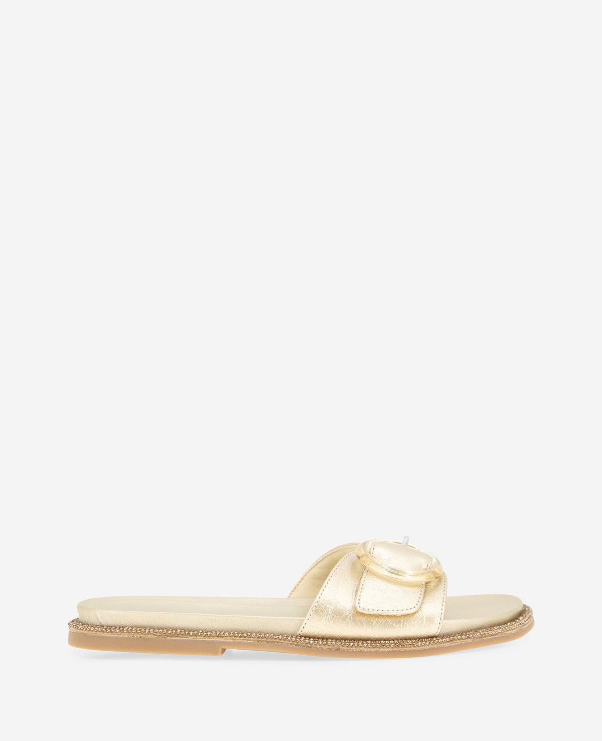 REACTION - Syrena Metallic Buckle Slide Sandal Soft Gold