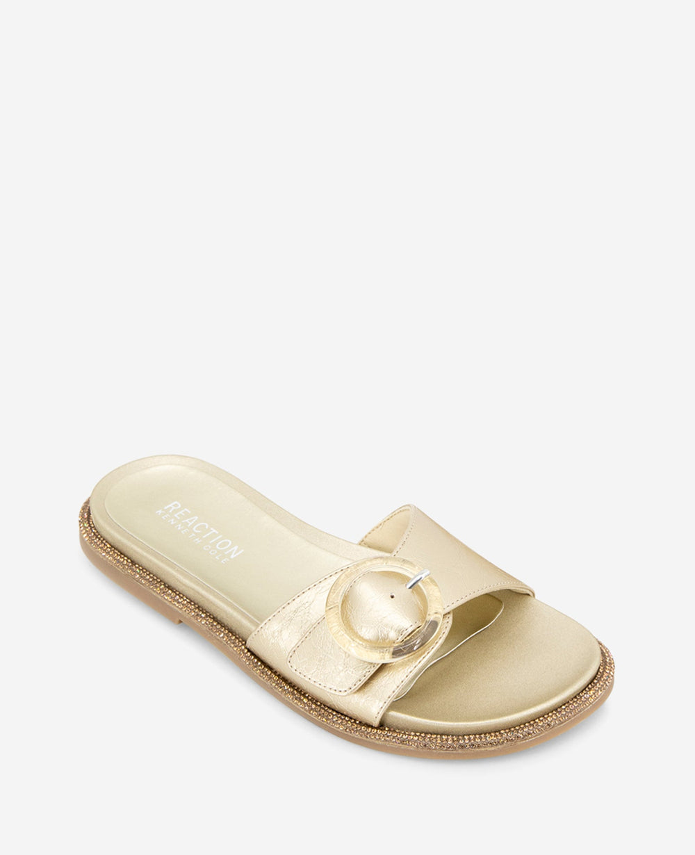 REACTION - Syrena Metallic Buckle Slide Sandal Soft Gold