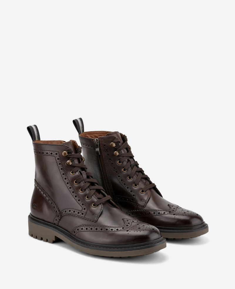 Todd Wingtip Lace Up Lug Sole Boot Ganache Leather