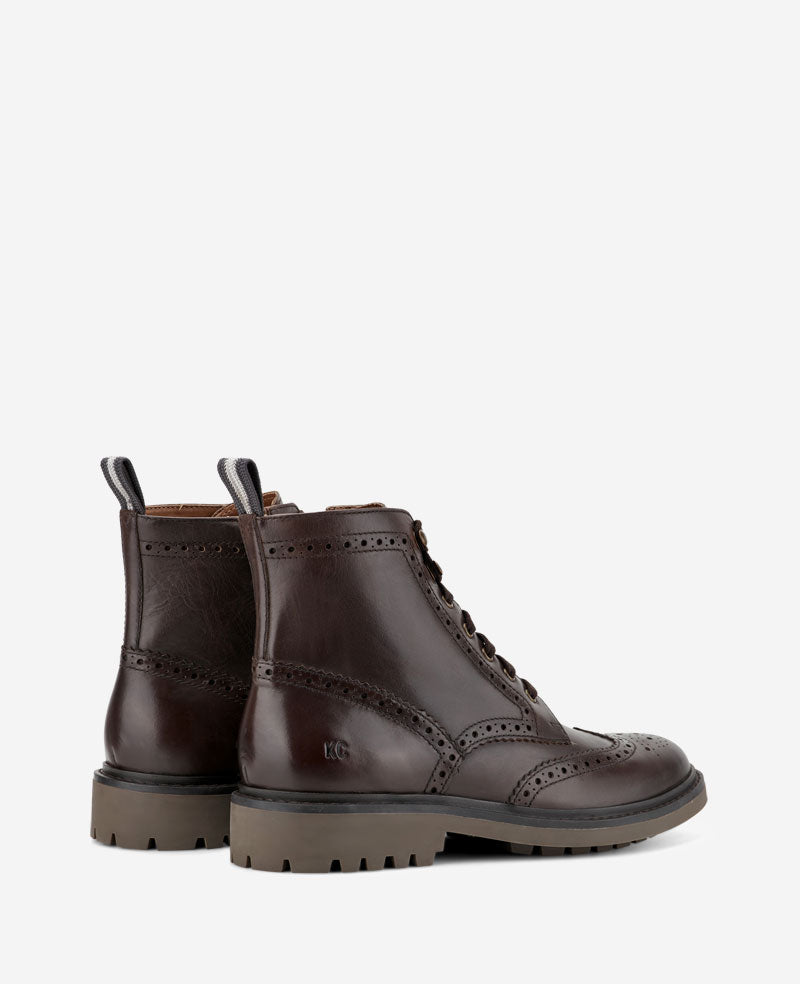 Todd Wingtip Lace Up Lug Sole Boot Ganache Leather