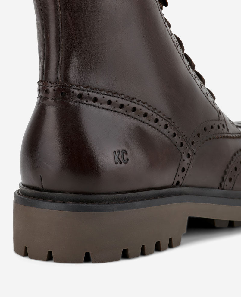 Todd Wingtip Lace Up Lug Sole Boot Ganache Leather