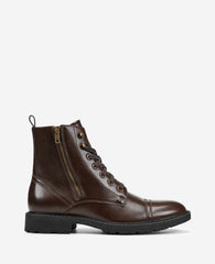 REACTION - Captain Cap Toe Double Zip Combat Boot Brown