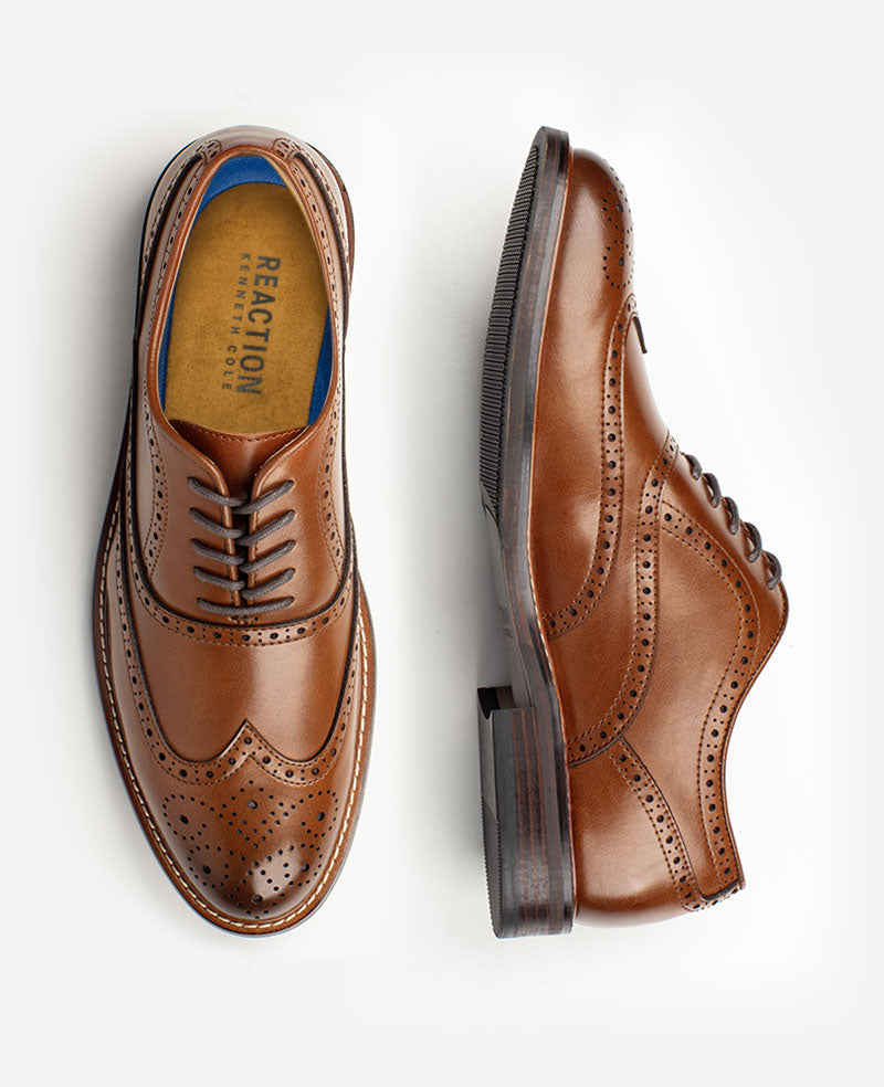 REACTION - Lance Wingtip Brogue Oxford Cognac