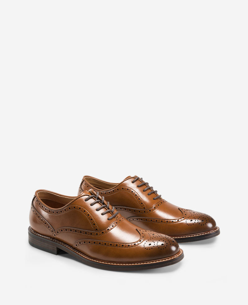 REACTION - Lance Wingtip Brogue Oxford Cognac