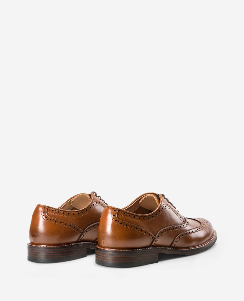 REACTION - Lance Wingtip Brogue Oxford Cognac