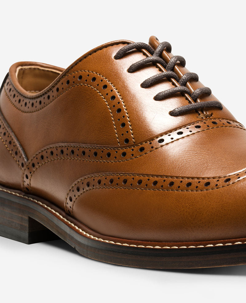 REACTION - Lance Wingtip Brogue Oxford Cognac