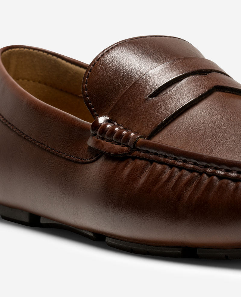 REACTION - Sergio Penny Driving Loafer Mid Brown