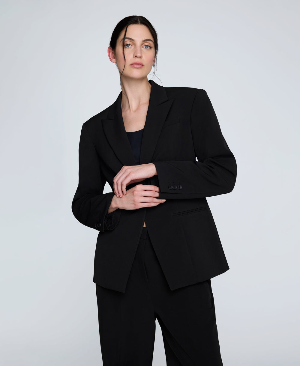 Luxe Twill Slim One Button Jacket Black