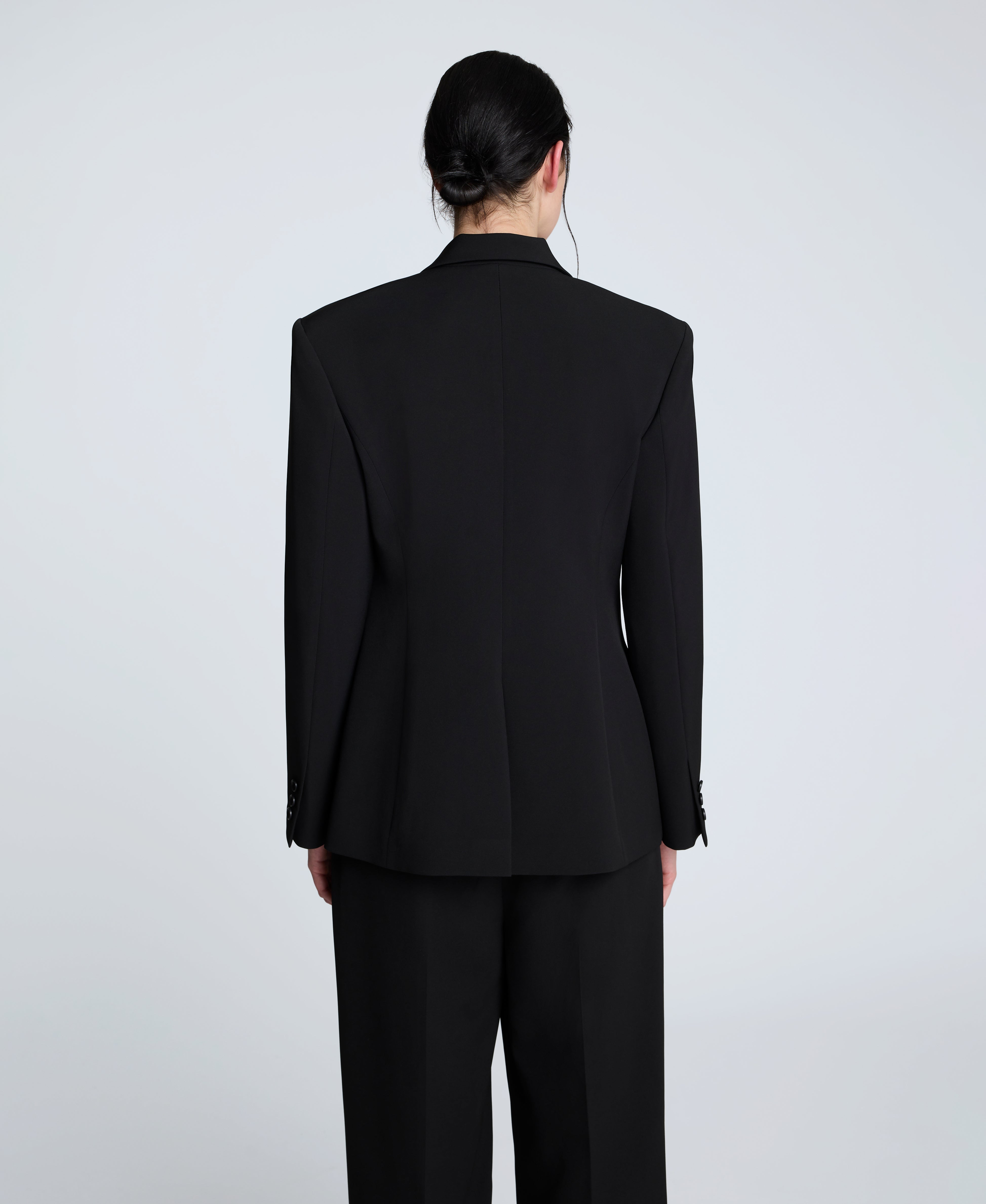 Luxe Twill Slim One Button Jacket Black