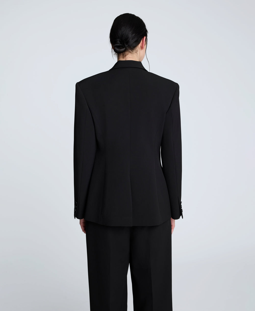Luxe Twill Slim One Button Jacket Black