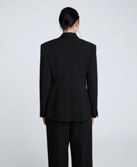 Luxe Twill Slim One Button Jacket Black