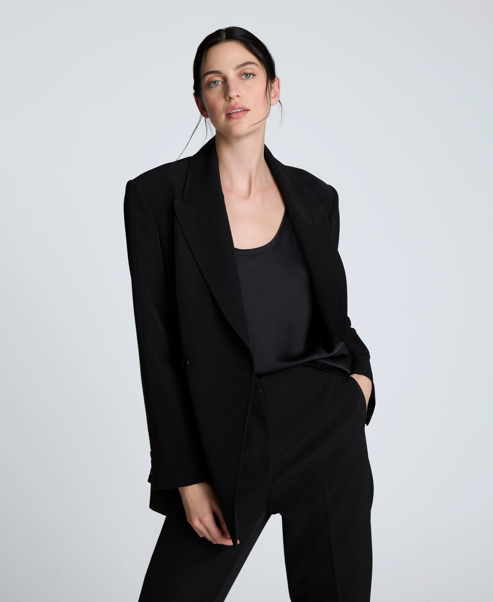 Luxe Twill Slim One Button Jacket Black