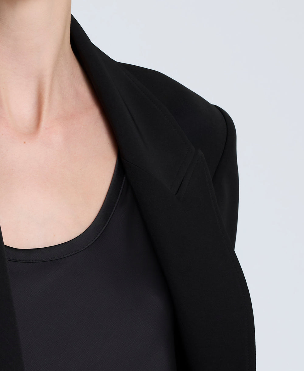Luxe Twill Slim One Button Jacket Black