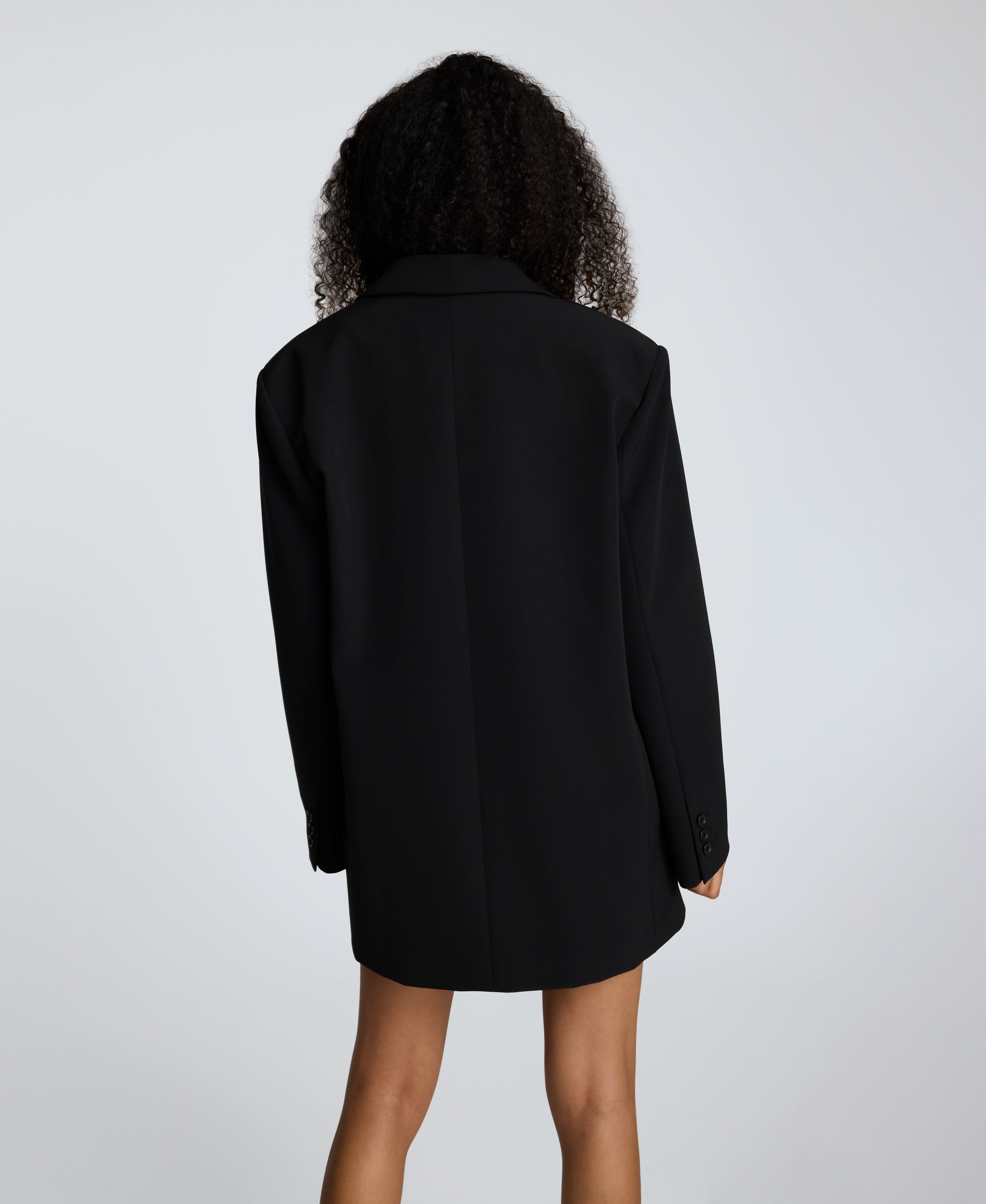 Luxe Twill Two Button Boyfriend Jacket Black