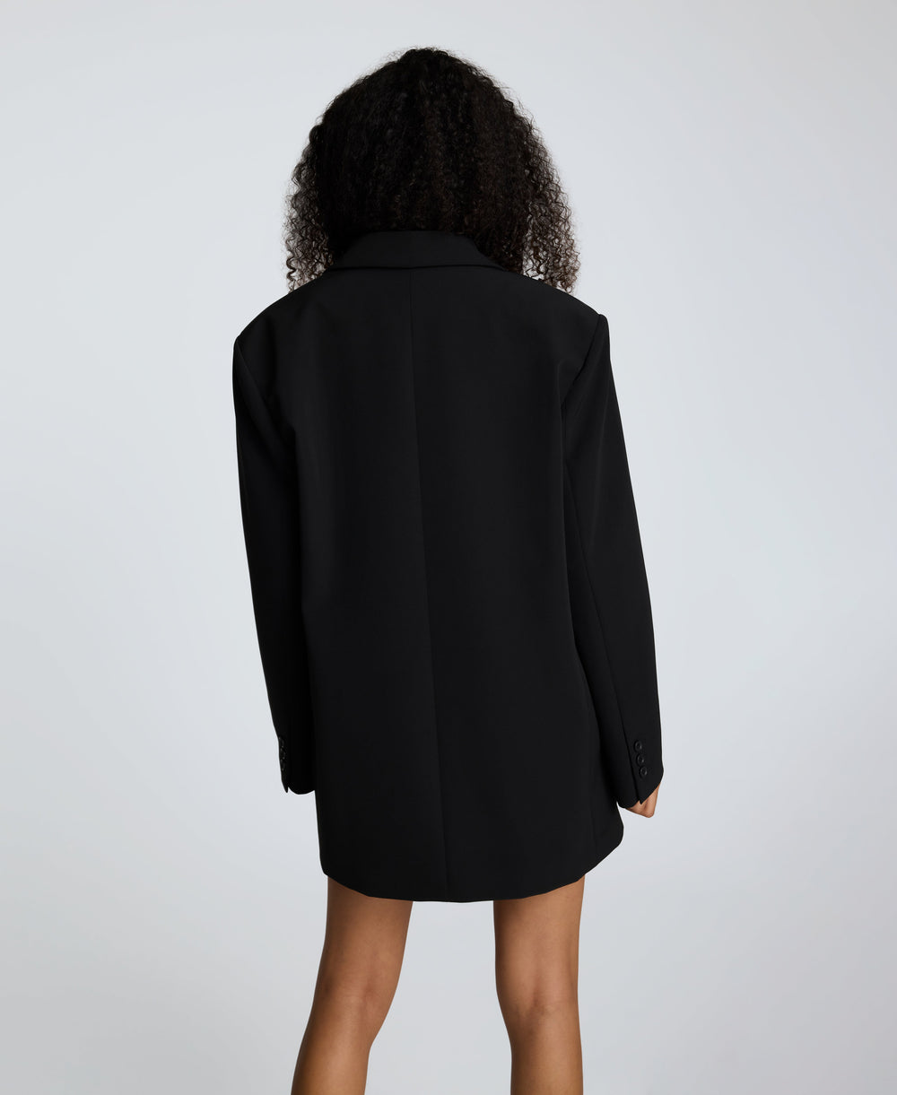 Luxe Twill Two Button Boyfriend Jacket Black