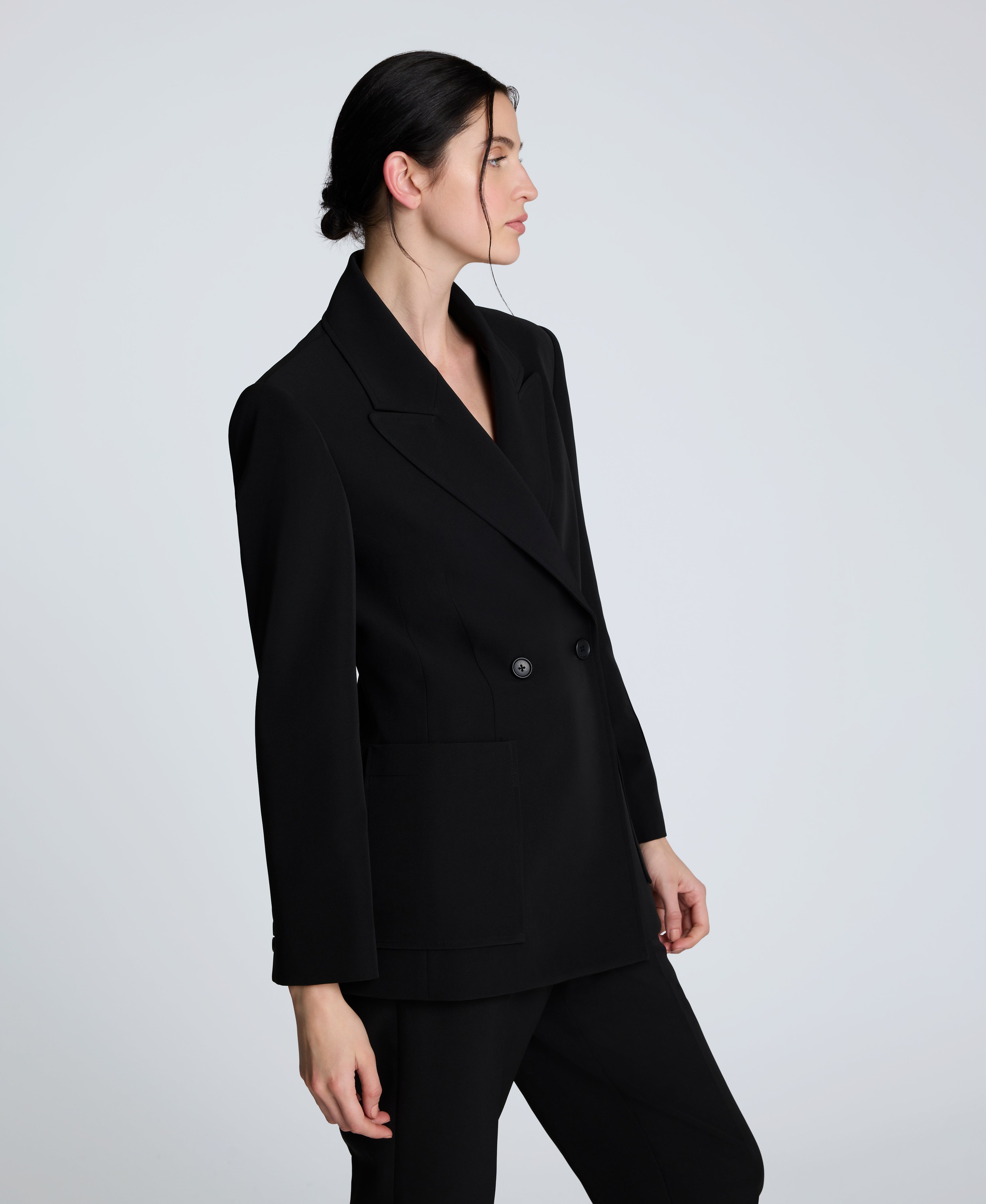 Luxe Twill Double Breasted Jacket Black