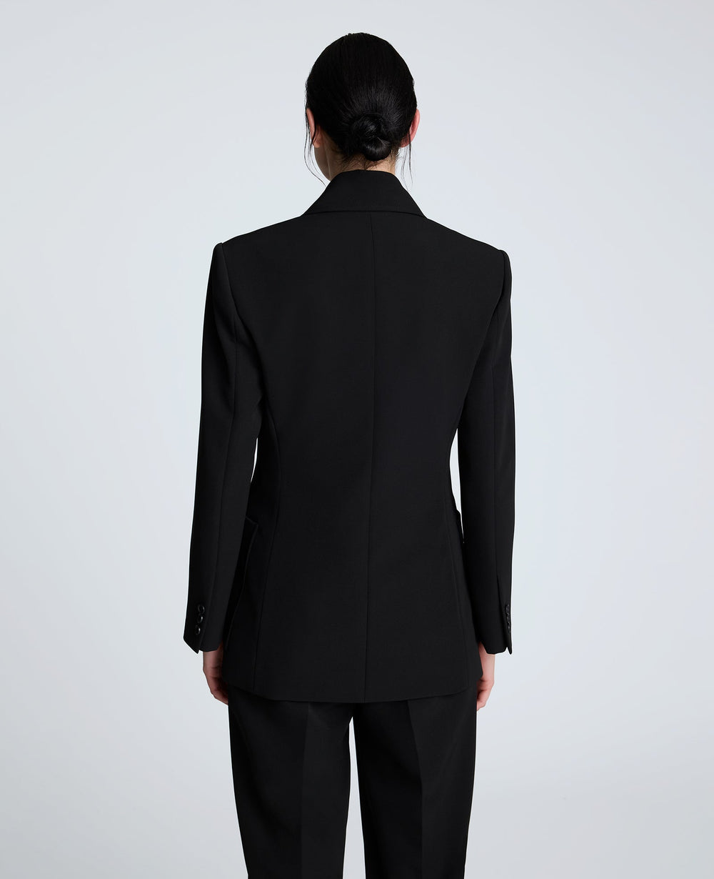 Luxe Twill Double Breasted Jacket Black