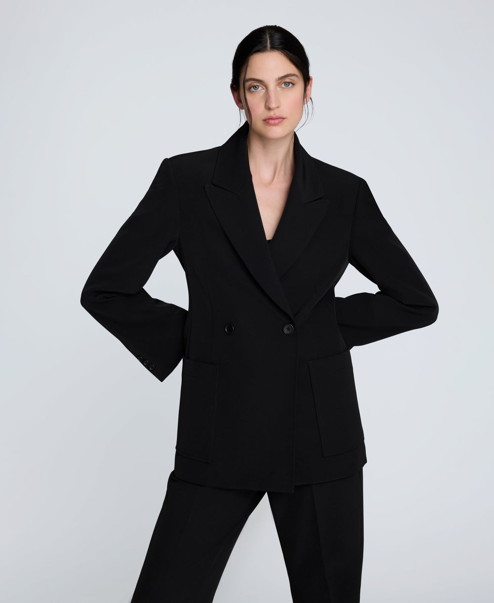 Luxe Twill Double Breasted Jacket Black