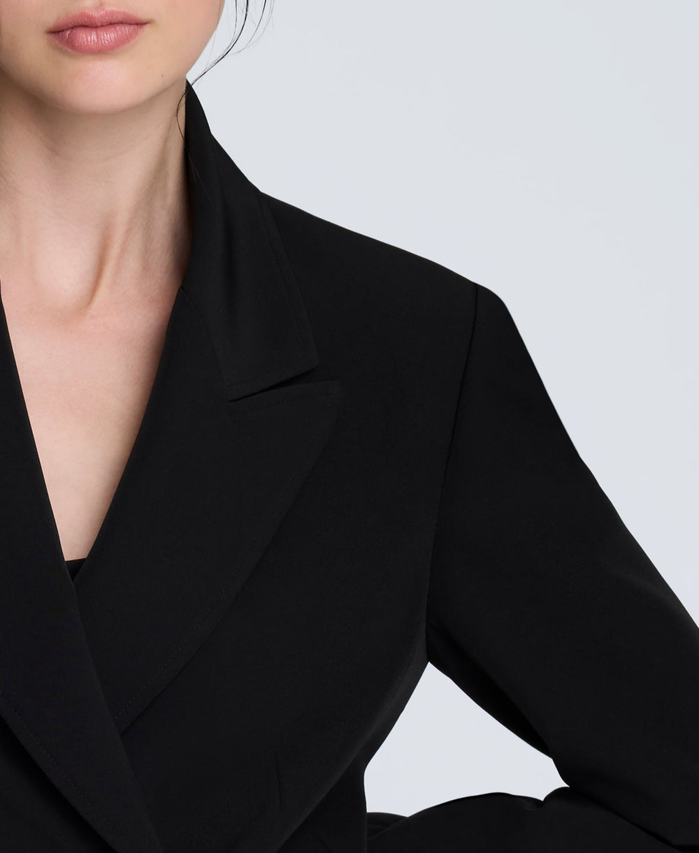 Luxe Twill Double Breasted Jacket Black