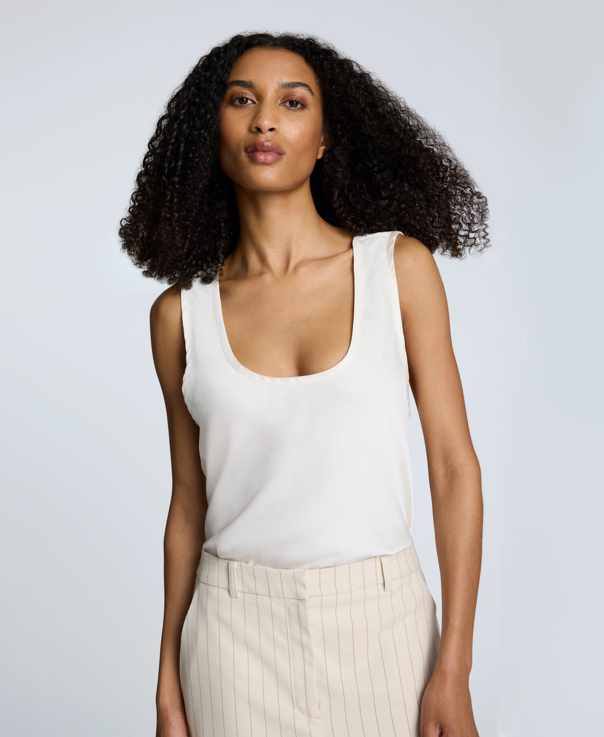 Satin Scoop Neck Tank Oyster