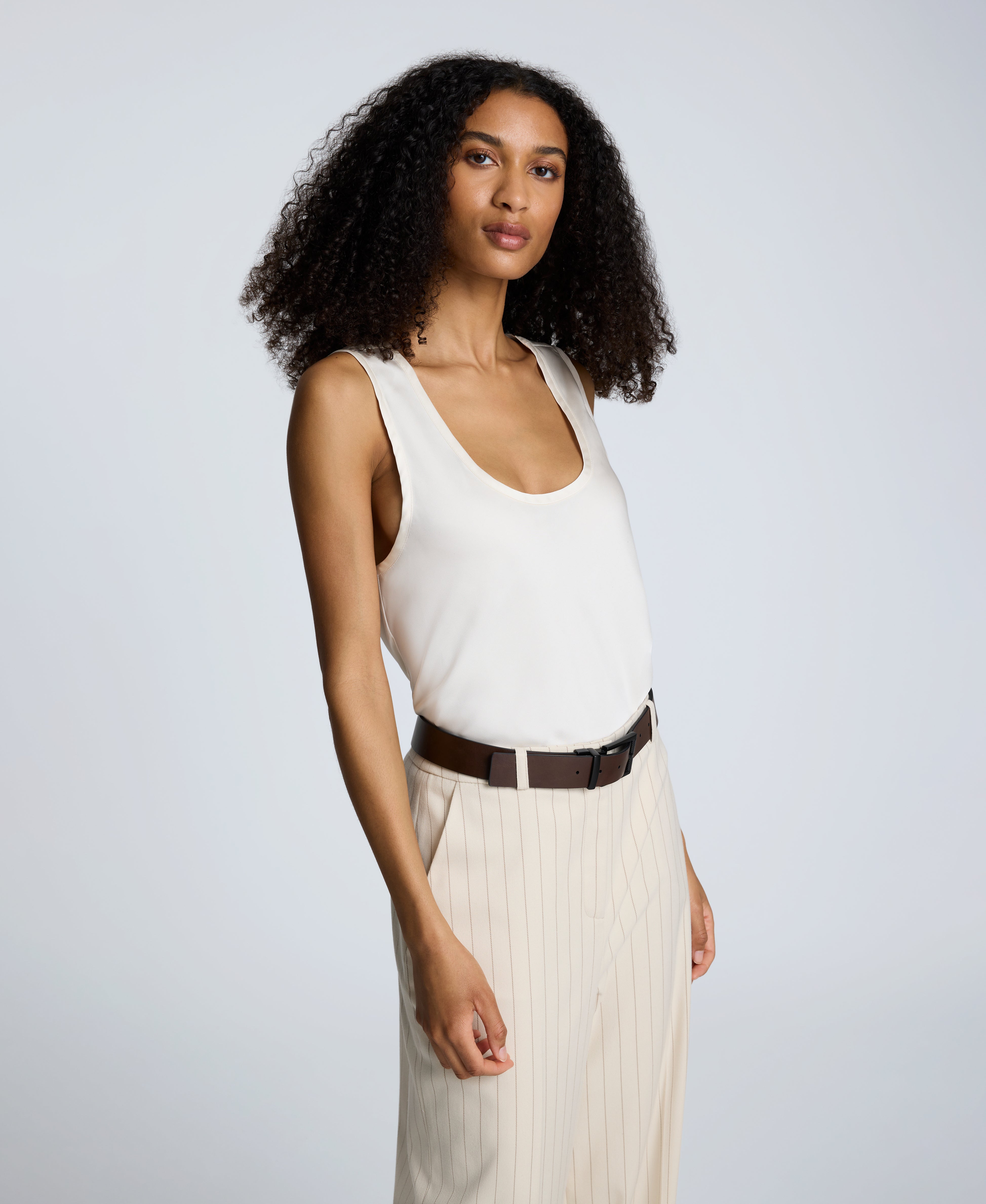 Satin Scoop Neck Tank Oyster