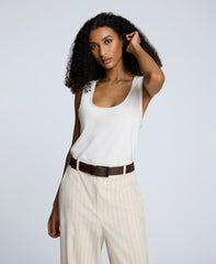 Satin Scoop Neck Tank Oyster