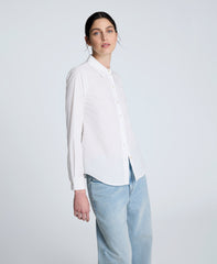 Poplin Button Front Shirt Pure White