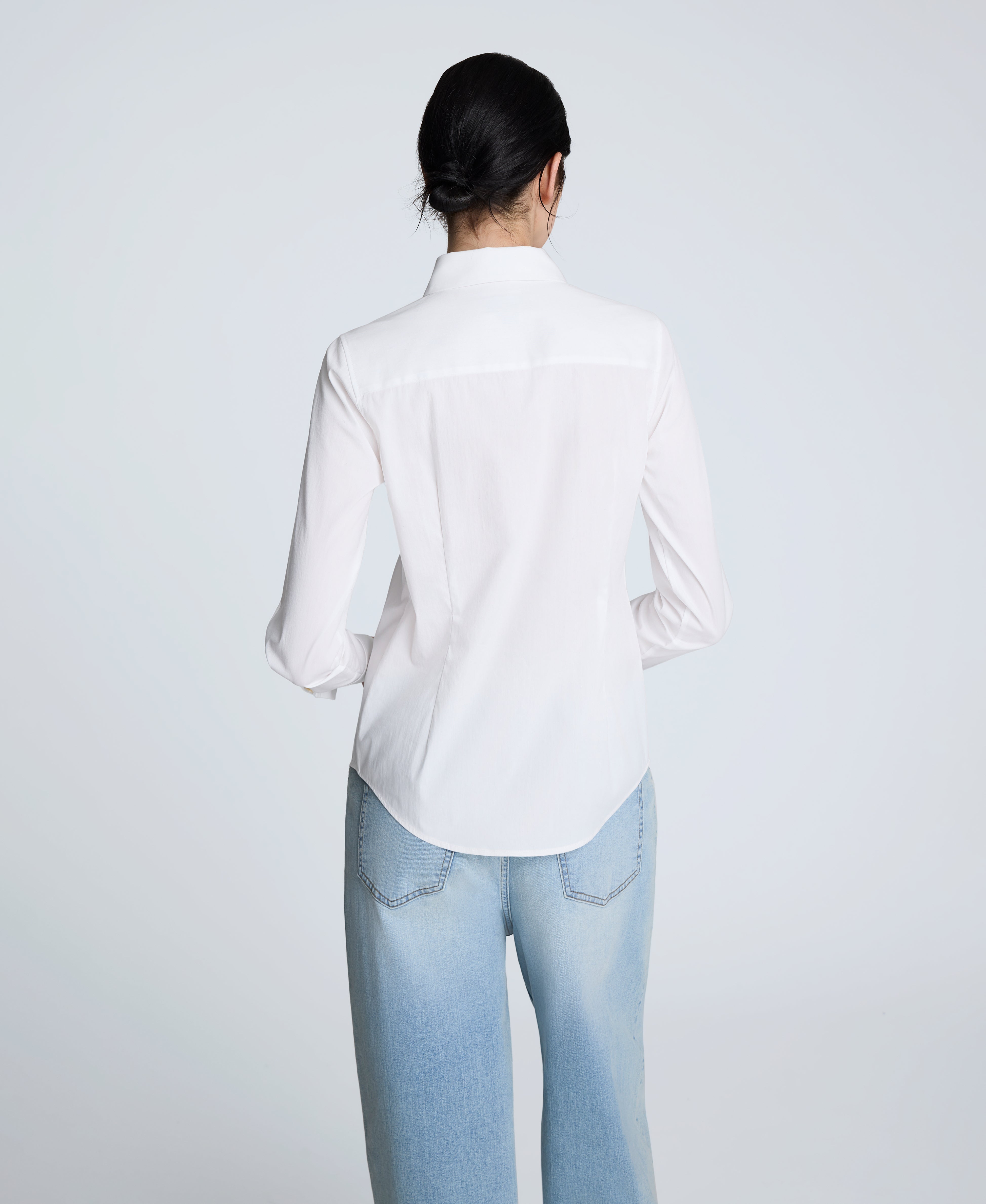Poplin Button Front Shirt Pure White