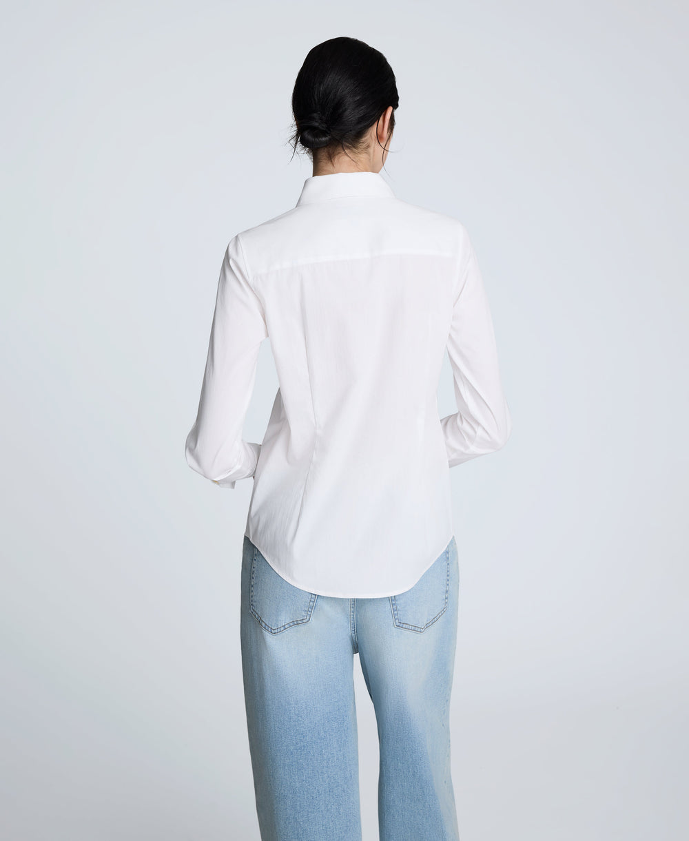 Poplin Button Front Shirt Pure White