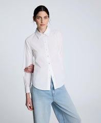 Poplin Button Front Shirt Pure White