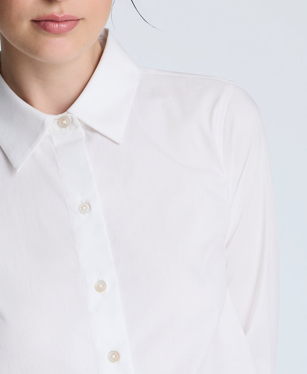 Poplin Button Front Shirt Pure White