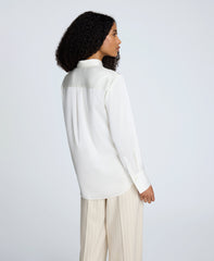 Satin Button Front Blouse Oyster