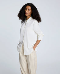 Satin Button Front Blouse Oyster