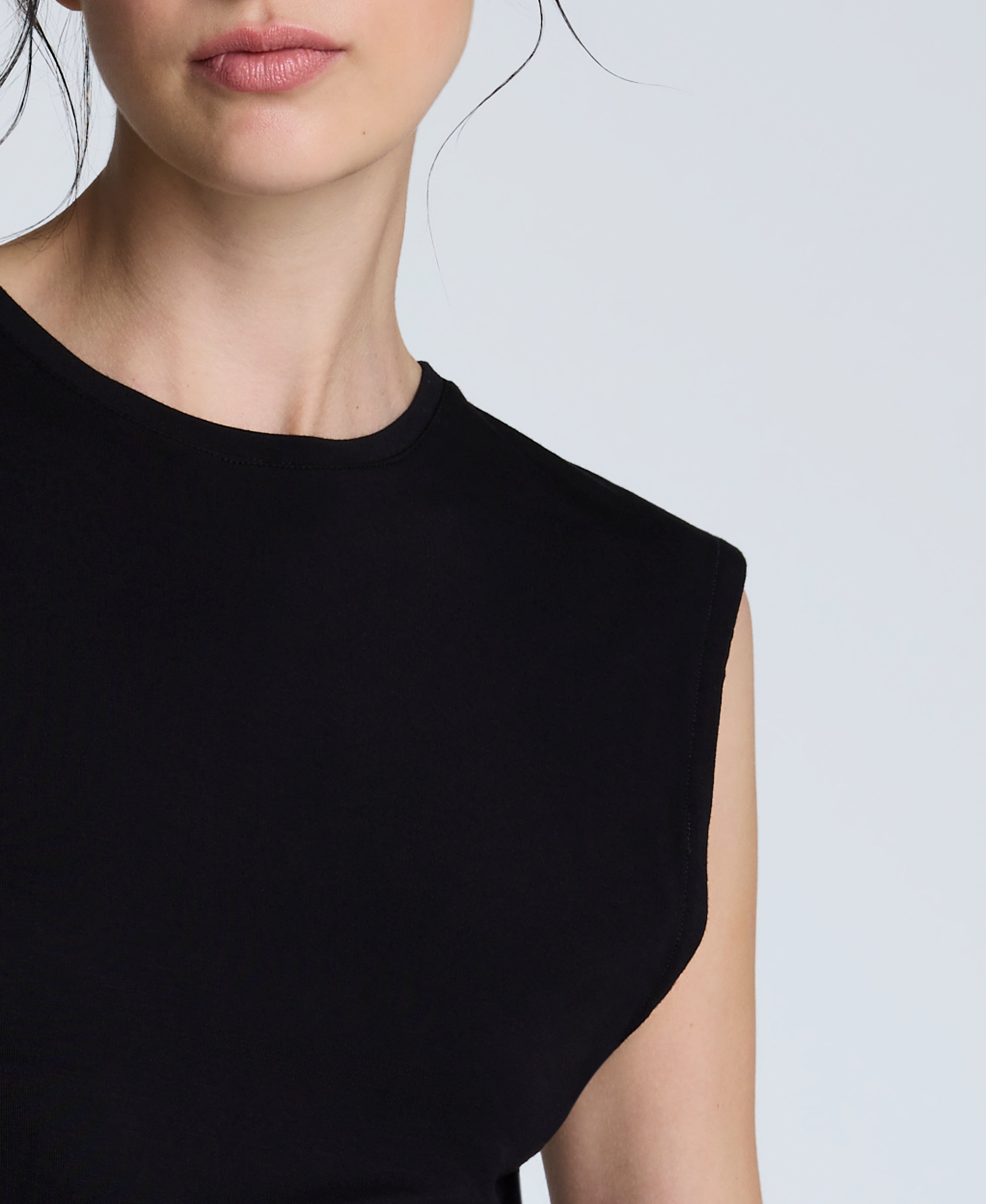 Sleeveless Side Rouched Knit Top Black