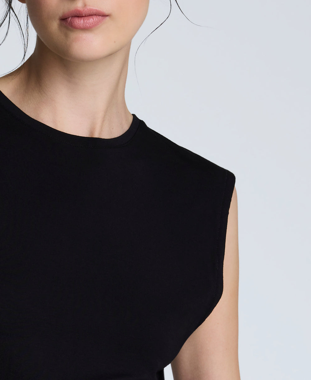 Sleeveless Side Rouched Knit Top Black